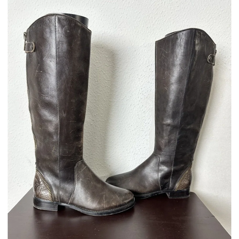 Capezzani Brown Leather Tall Riding Boots Size 39/US 8 Made In Italy Pull On